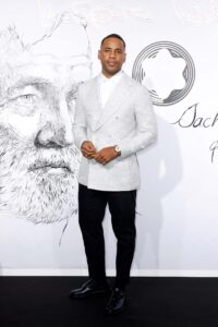 HAMBURG, GERMANY - MAY 10: Reggie Yates during the Montblanc House opening on May 10, 2022 in Hamburg, Germany. (Photo by Franziska Krug/Getty Images for Montblanc International)